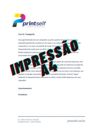 Impressão P&B A4 Offset 75g ou Offset 90g 21x29,7 1x0, 1x1   